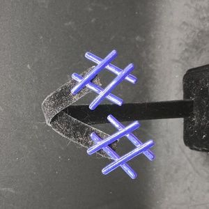 vintage purple blue hashtag number sign earrings